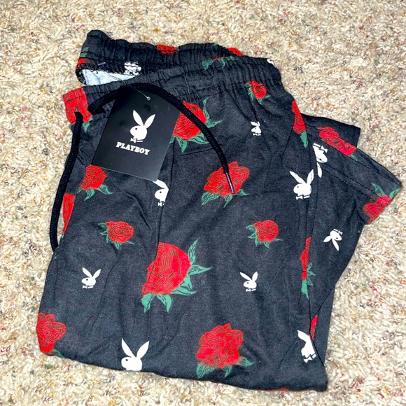 PLAYBOY Pants Nwt Playboy Rose Black Nice Size Medium Print Sleep